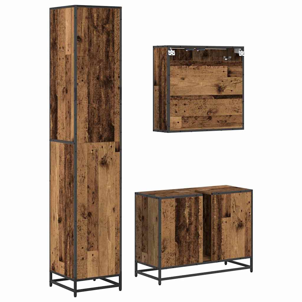 vidaXL Badezimmermöbel Set 3 pcs Altholz 80 x 33 x 60 cm Holzwerkstoff
