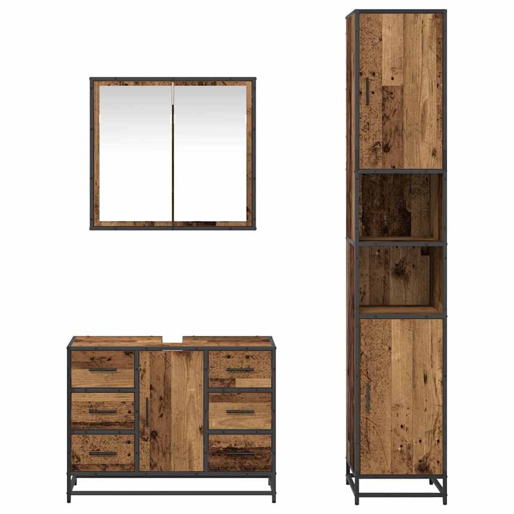 vidaXL Badezimmermöbel Set 3 pcs Altholz 80 x 33 x 60 cm Holzwerkstoff