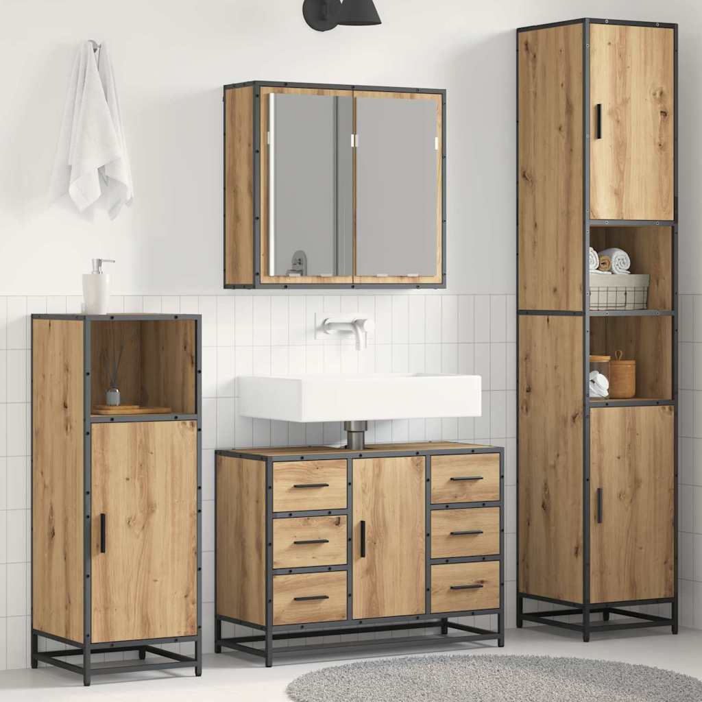 vidaXL Badezimmermöbel Set mit Tür 3 pcs Artisan-Eiche 80 x 33 x 60 cm