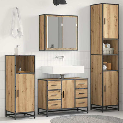 vidaXL Badezimmermöbel Set mit Tür 3 pcs Artisan-Eiche 80 x 33 x 60 cm