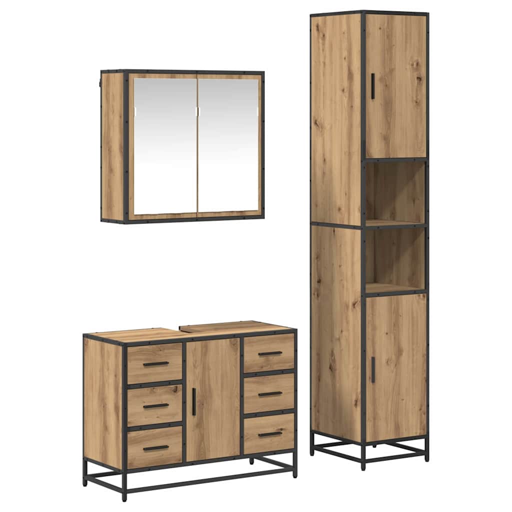 vidaXL Badezimmermöbel Set mit Tür 3 pcs Artisan-Eiche 80 x 33 x 60 cm