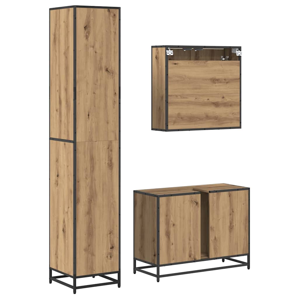 vidaXL Badezimmermöbel Set mit Tür 3 pcs Artisan-Eiche 80 x 33 x 60 cm