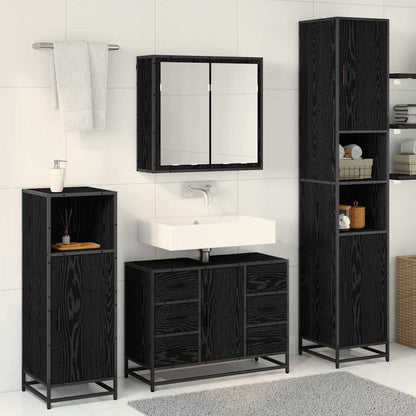 vidaXL Badezimmermöbel-Set 3 pcs Schwarz Eichen-Optik Holzwerkstoff