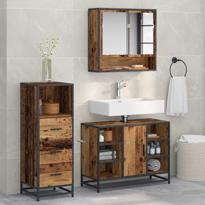 vidaXL Badezimmermöbel-Set mit Schubladen 3 pcs Altholz Holzwerkstoff