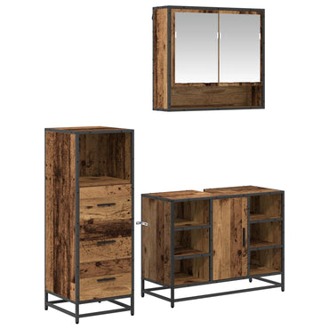 vidaXL Badezimmermöbel-Set mit Schubladen 3 pcs Altholz Holzwerkstoff