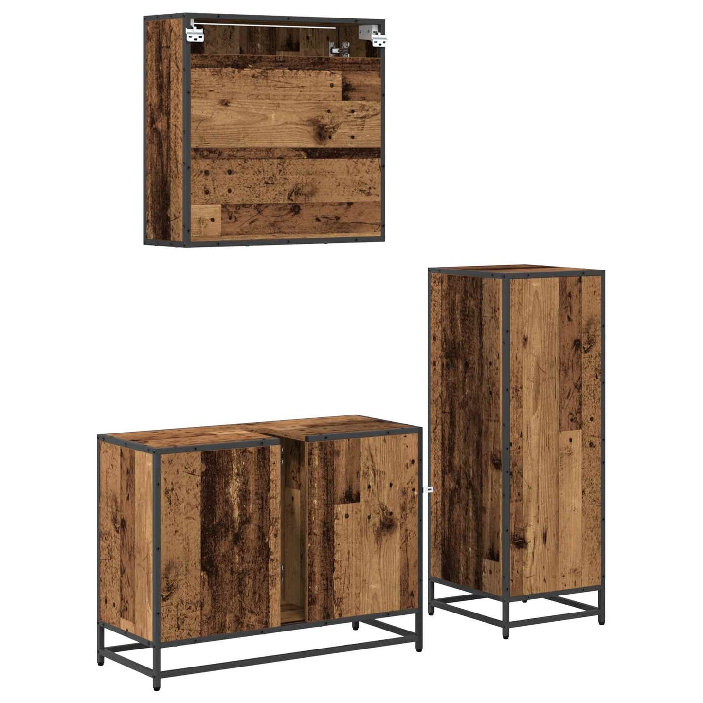 vidaXL Badezimmermöbel-Set mit Schubladen 3 pcs Altholz Holzwerkstoff