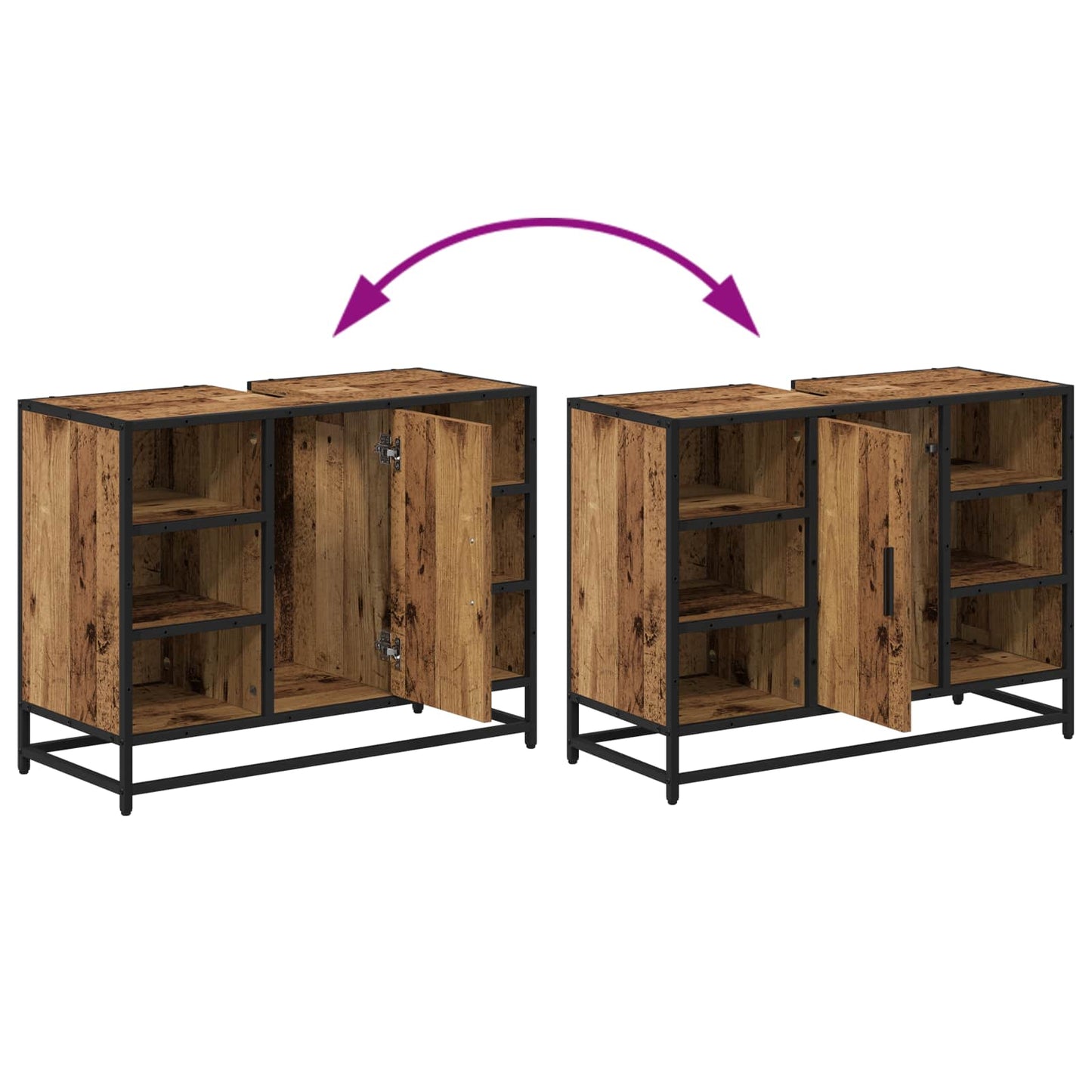 vidaXL Badezimmermöbel-Set mit Schubladen 3 pcs Altholz Holzwerkstoff