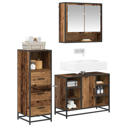 vidaXL Badezimmermöbel-Set mit Schubladen 3 pcs Altholz Holzwerkstoff