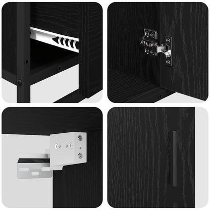 vidaXL Badezimmermöbel-Set 3 pcs Schwarz Eichen-Optik Holzwerkstoff