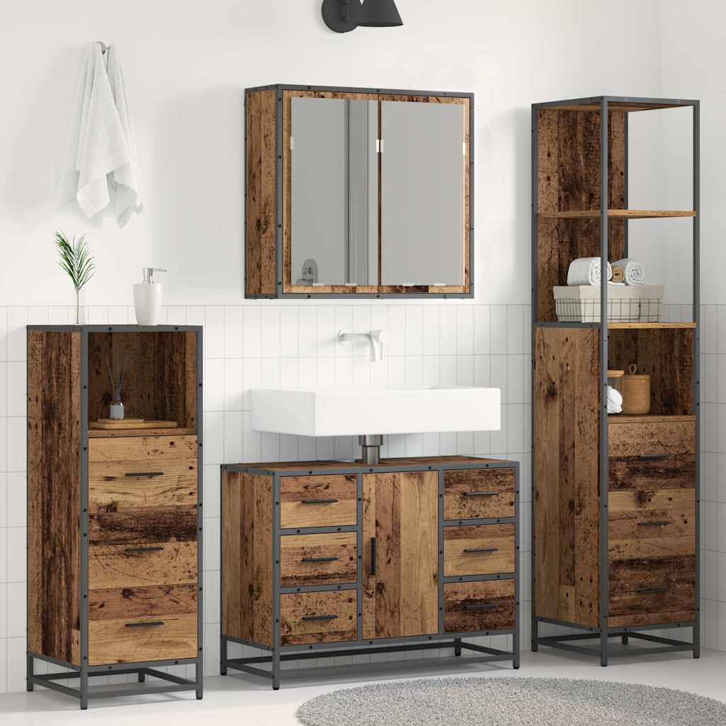 vidaXL Badezimmermöbel Set 4 pcs Altholz 80 x 33 x 60 cm Holzwerkstoff