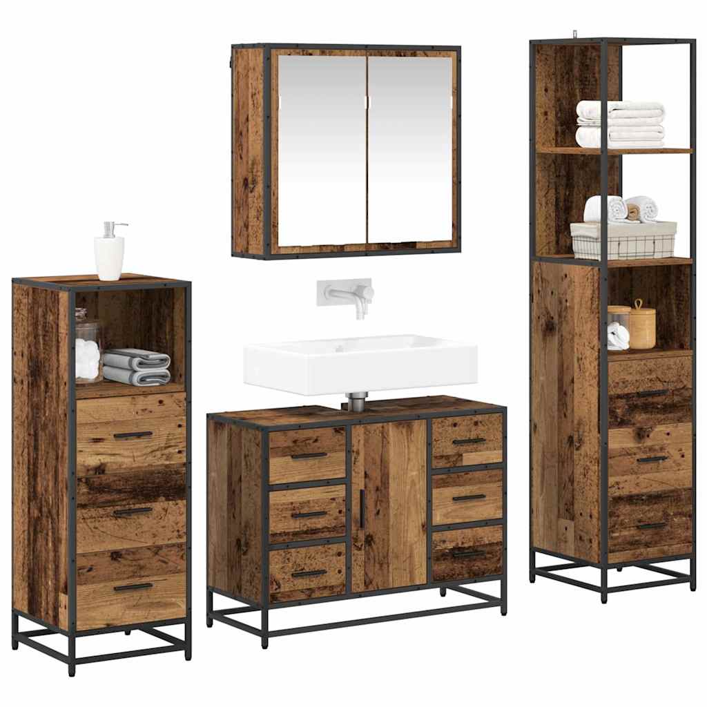 vidaXL Badezimmermöbel Set 4 pcs Altholz 80 x 33 x 60 cm Holzwerkstoff