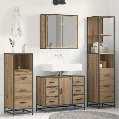 vidaXL Badezimmermöbel Set mit Tür 4 pcs Artisan-Eiche 80 x 33 x 60 cm
