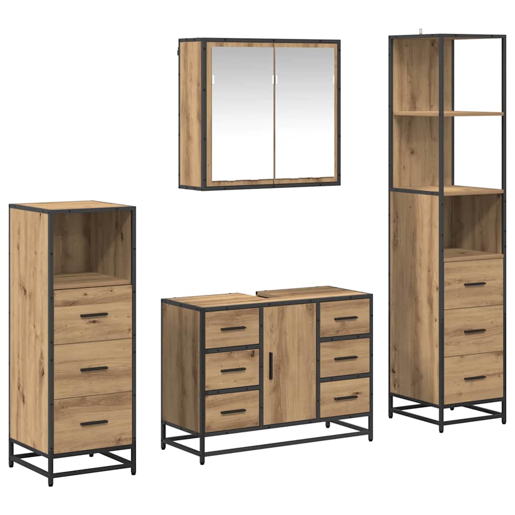 vidaXL Badezimmermöbel Set mit Tür 4 pcs Artisan-Eiche 80 x 33 x 60 cm