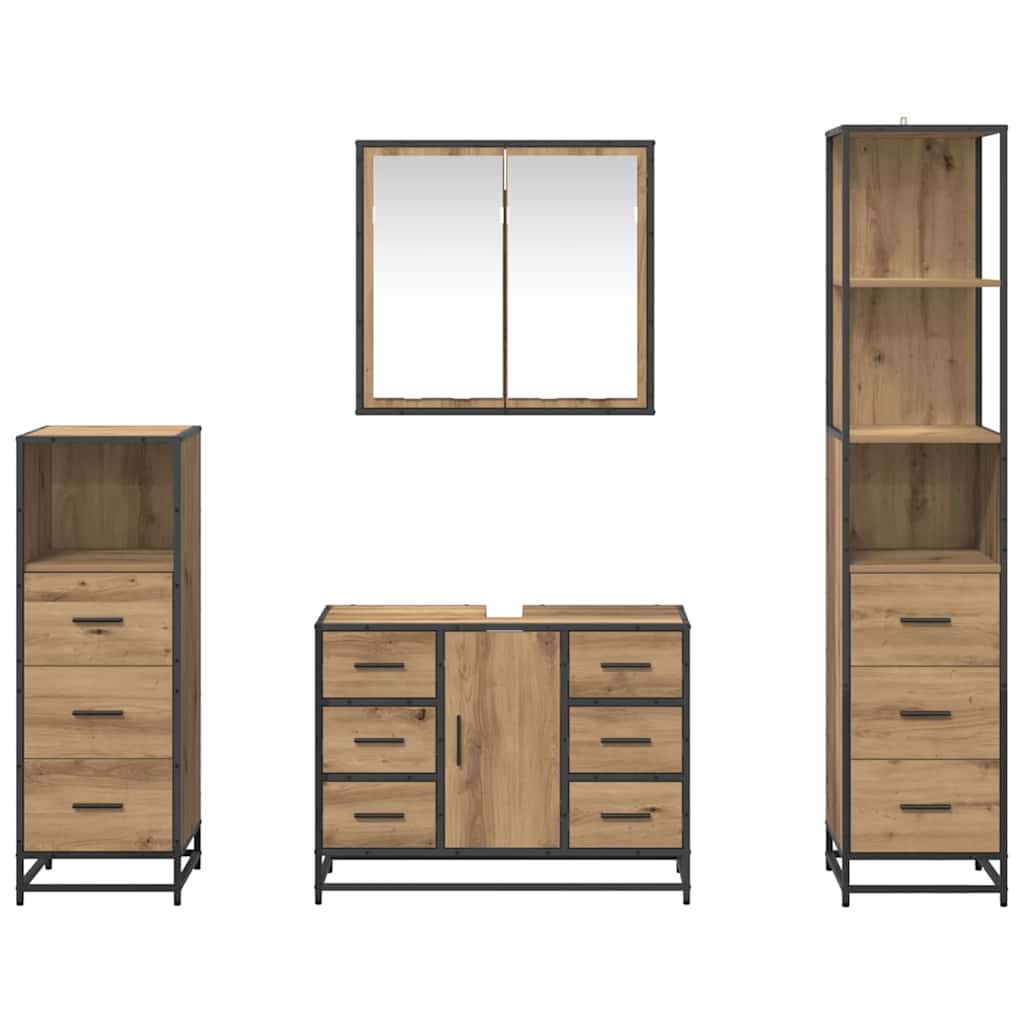 vidaXL Badezimmermöbel Set mit Tür 4 pcs Artisan-Eiche 80 x 33 x 60 cm