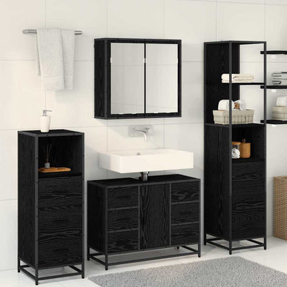vidaXL Badezimmermöbel-Set 4 pcs Schwarz Eichen-Optik Holzwerkstoff