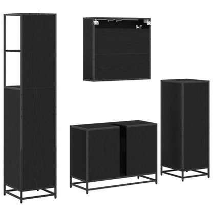 vidaXL Badezimmermöbel-Set 4 pcs Schwarz Eichen-Optik Holzwerkstoff