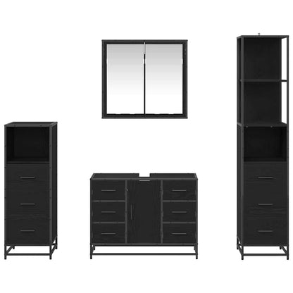 vidaXL Badezimmermöbel-Set 4 pcs Schwarz Eichen-Optik Holzwerkstoff