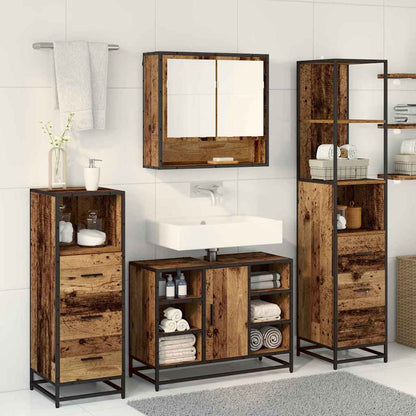 vidaXL Badezimmermöbel-Set mit Schubladen 3 pcs Altholz Holzwerkstoff