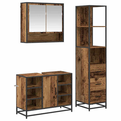 vidaXL Badezimmermöbel-Set mit Schubladen 3 pcs Altholz Holzwerkstoff