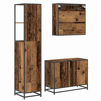 vidaXL Badezimmermöbel-Set mit Schubladen 3 pcs Altholz Holzwerkstoff