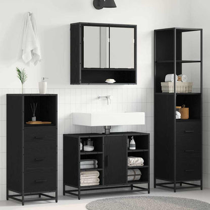vidaXL Badezimmermöbel-Set 3 pcs Schwarz Eichen-Optik Holzwerkstoff