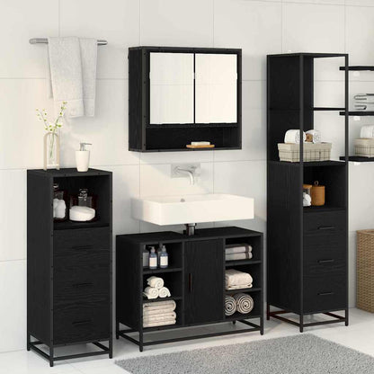 vidaXL Badezimmermöbel-Set 3 pcs Schwarz Eichen-Optik Holzwerkstoff