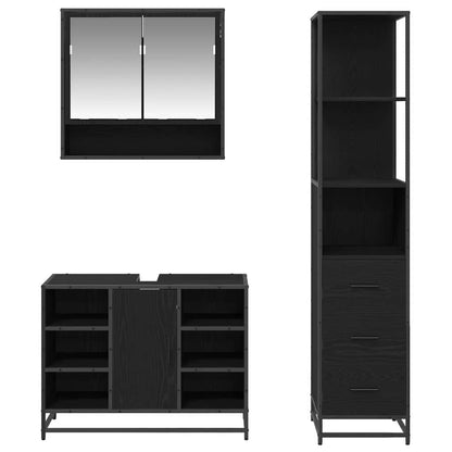 vidaXL Badezimmermöbel-Set 3 pcs Schwarz Eichen-Optik Holzwerkstoff