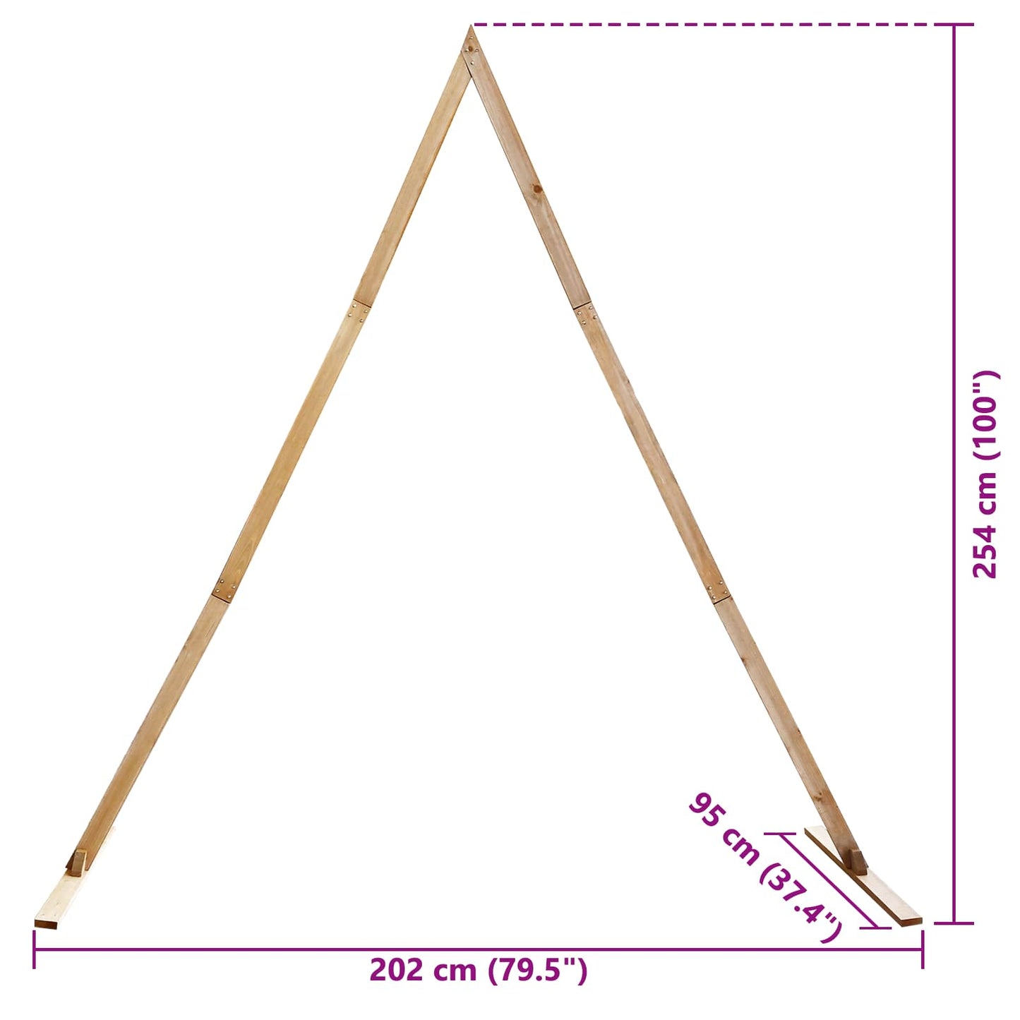 Hochzeitsbogen Hellbraun 202 x 95 x 254 cm Massivholz Kiefer