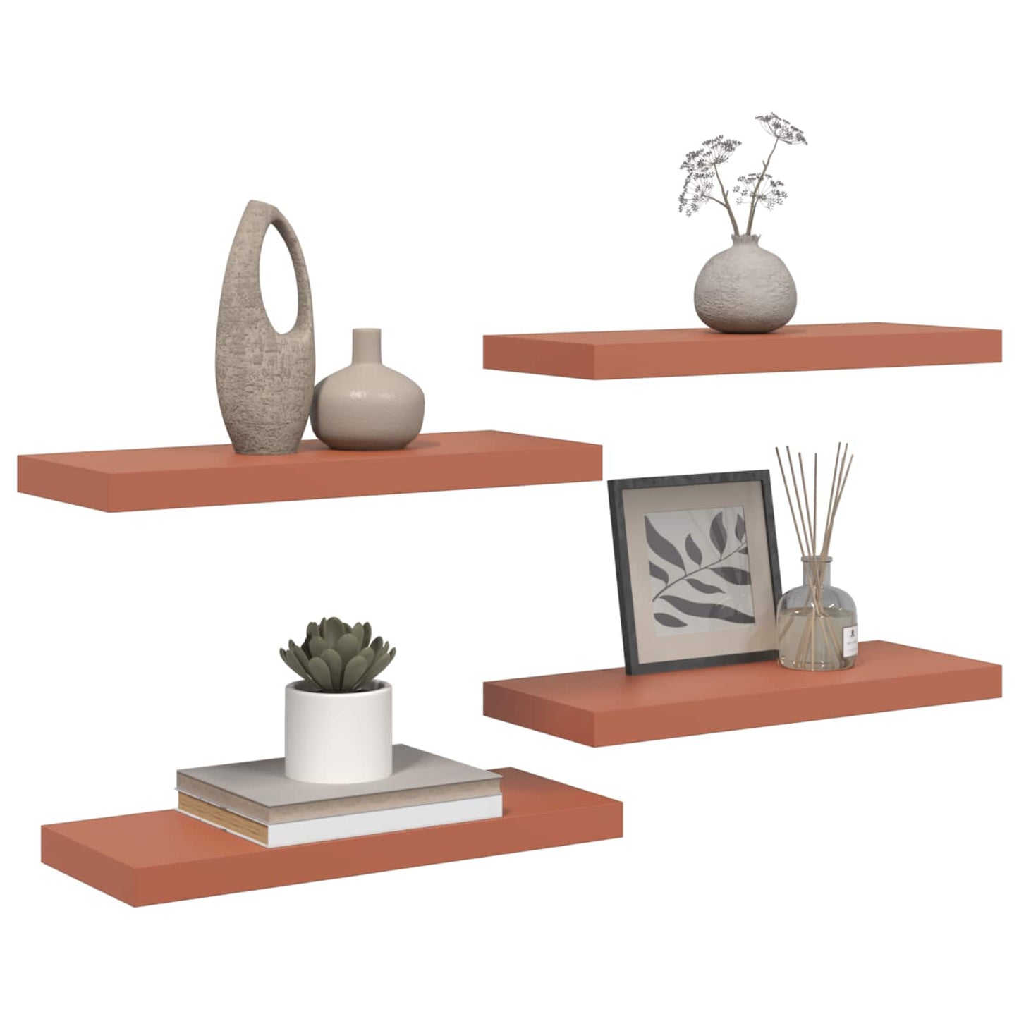vidaXL Wandregal Wandmontiert 4 pcs Rot 60 x 23 x 4 cm Holzwerkstoff
