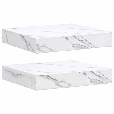 vidaXL Wandregal 2 pcs Weiß Marmor 23 x 23,5 x 4 cm Holzwerkstoff