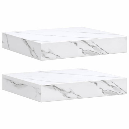 vidaXL Wandregal 2 pcs Weiß Marmor 23 x 23,5 x 4 cm Holzwerkstoff