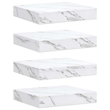vidaXL Wandregal 4 pcs Weiß Marmor 23 x 23,5 x 4 cm Holzwerkstoff