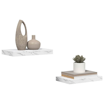 vidaXL Wandregal 2 pcs Weiß Marmor 40 x 23,5 x 4 cm Holzwerkstoff