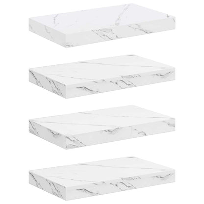 vidaXL Wandregal 4 pcs Weiß Marmor 40 x 23,5 x 4 cm Holzwerkstoff