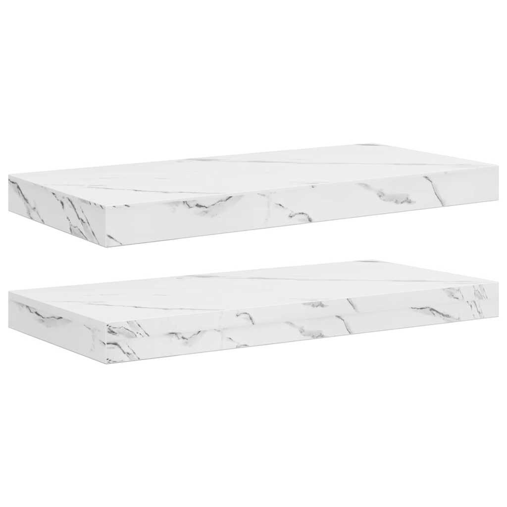 vidaXL Wandregal 2 pcs Weiß Marmor 50 x 23,5 x 4 cm Holzwerkstoff