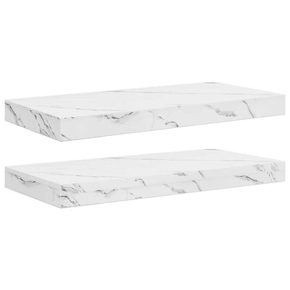 vidaXL Wandregal 2 pcs Weiß Marmor 50 x 23,5 x 4 cm Holzwerkstoff