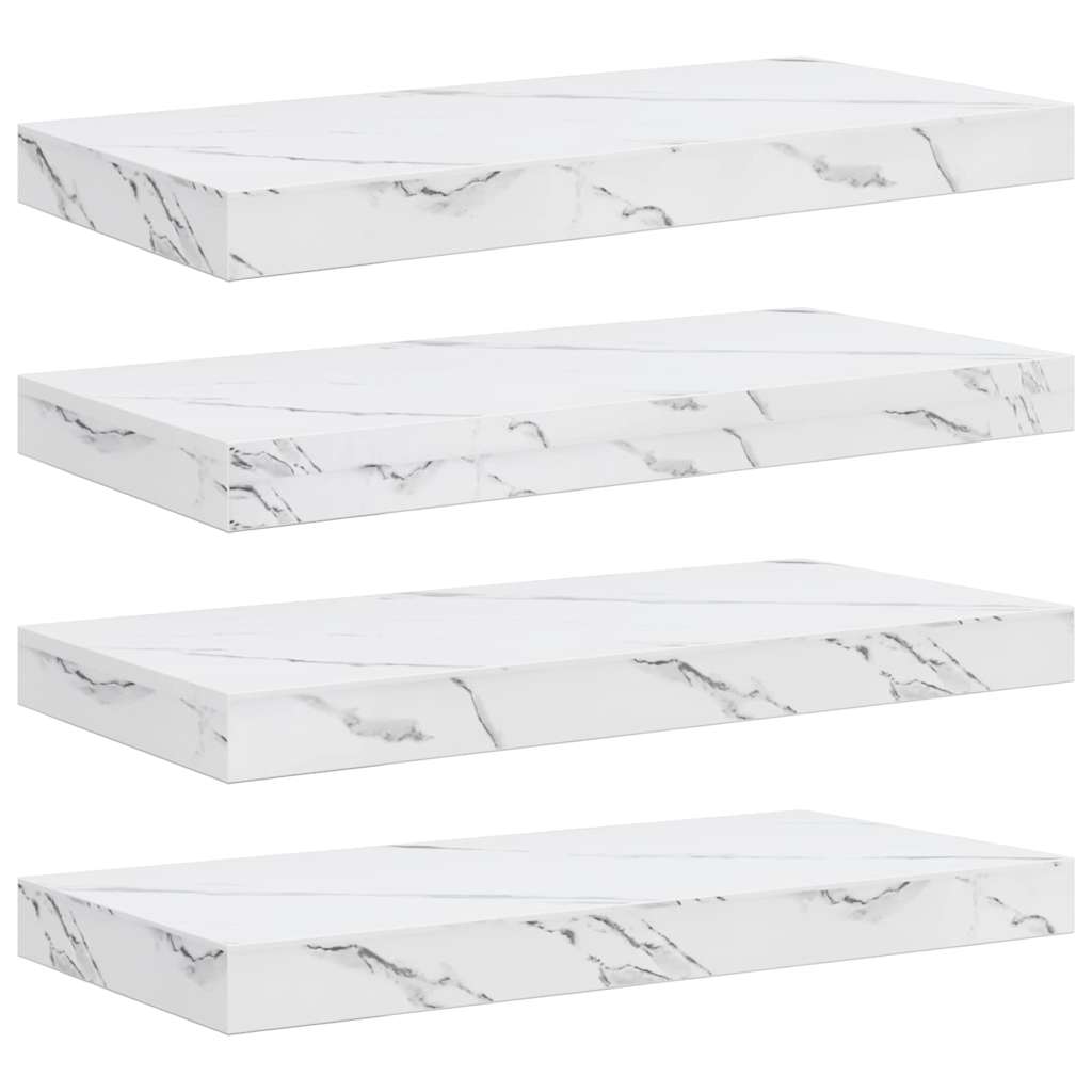 vidaXL Wandregal 4 pcs Weiß Marmor 50 x 23,5 x 4 cm Holzwerkstoff