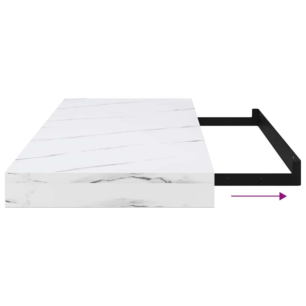 vidaXL Wandregal Wandmontiert Weiß Marmor 50 x 23 x 4 cm Holzwerkstoff