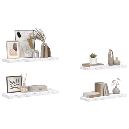 vidaXL Wandregal 4 pcs Weiß Marmor 80 x 23,5 x 4 cm Holzwerkstoff