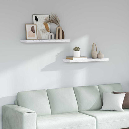 Wandregal 2 pcs Weiß Marmor 90 x 23,5 x 4 cm Holzwerkstoff