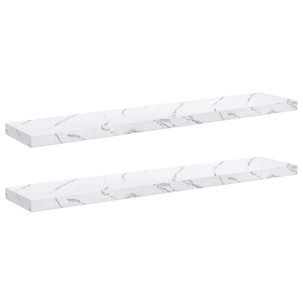 vidaXL Wandregal 2 pcs Weiß Marmor 120 x 23,5 x 4 cm Holzwerkstoff