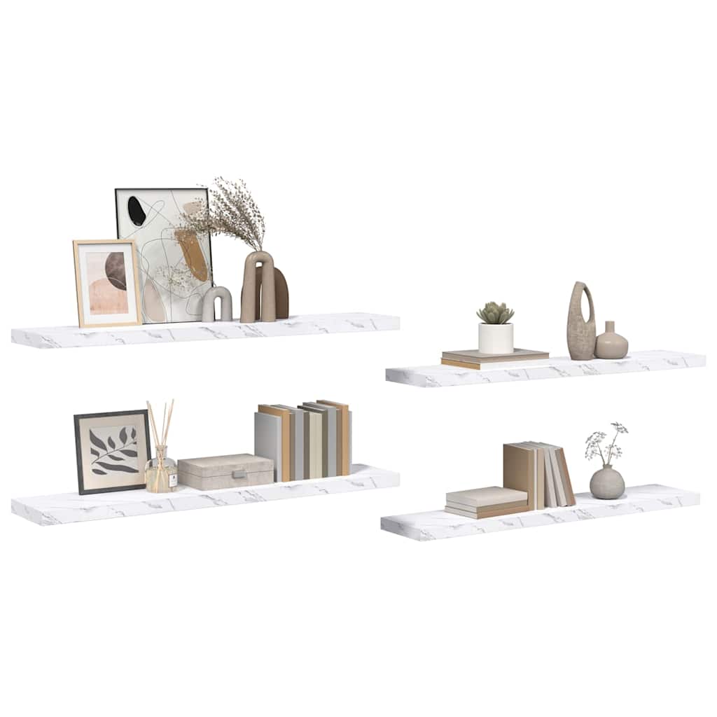 vidaXL Wandregal 4 pcs Weiß Marmor 120 x 23,5 x 4 cm Holzwerkstoff