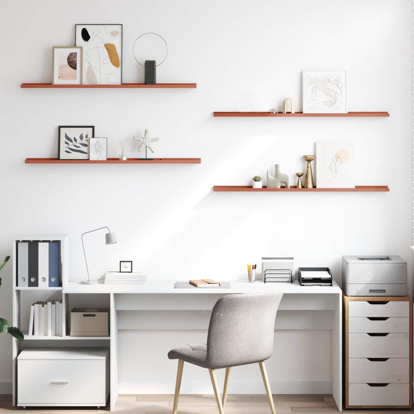 Wandregal mit Regal 4 pcs Rot 115 x 9 x 3 cm Holzwerkstoff