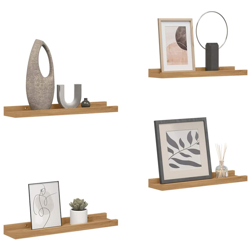 vidaXL Wandregal mit Regal 4 pcs Braun 60 x 9 x 3 cm Holzwerkstoff