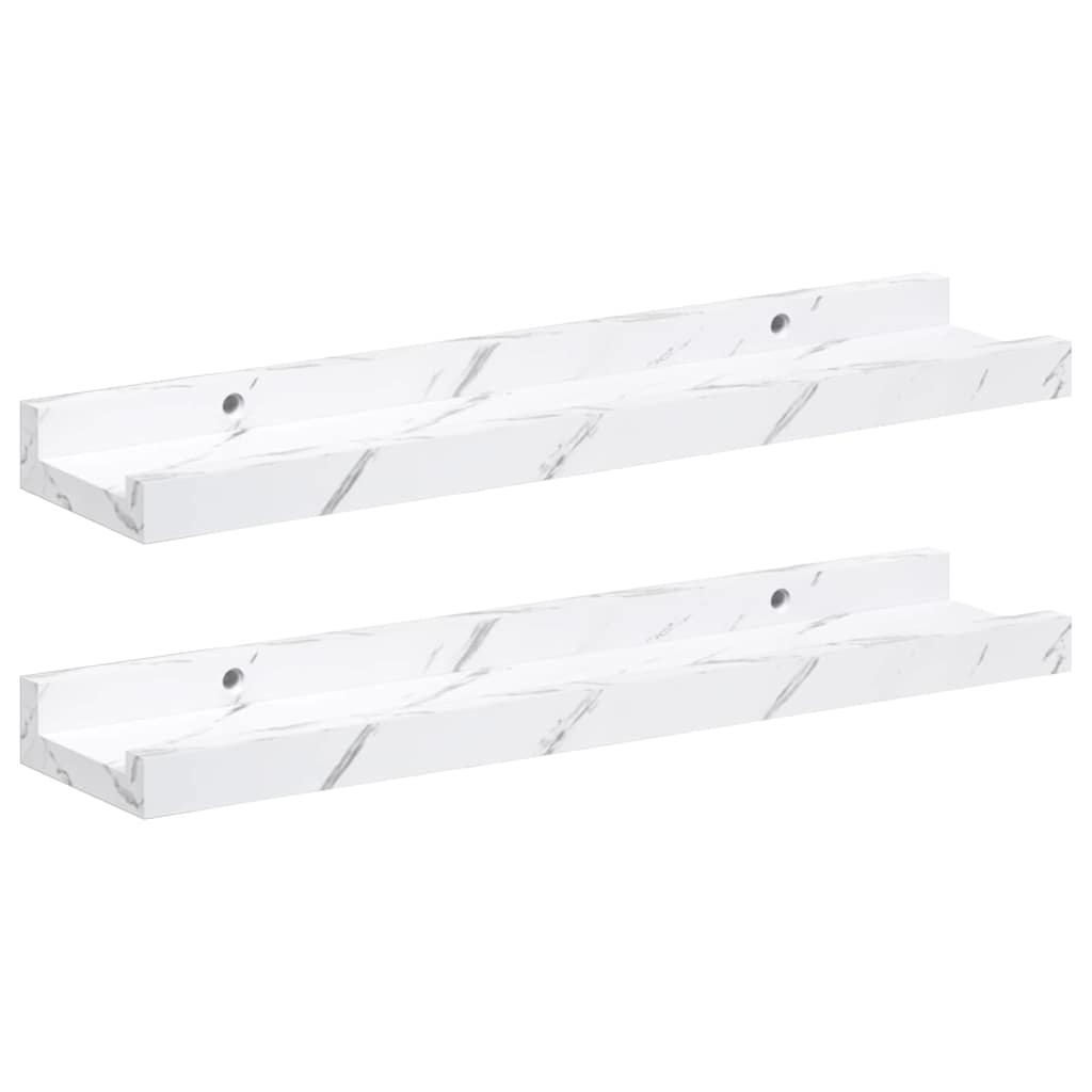 vidaXL Wandregal 2 pcs Weiß Marmor 40 x 9 x 3 cm Holzwerkstoff