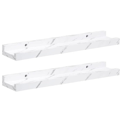 vidaXL Wandregal 2 pcs Weiß Marmor 40 x 9 x 3 cm Holzwerkstoff
