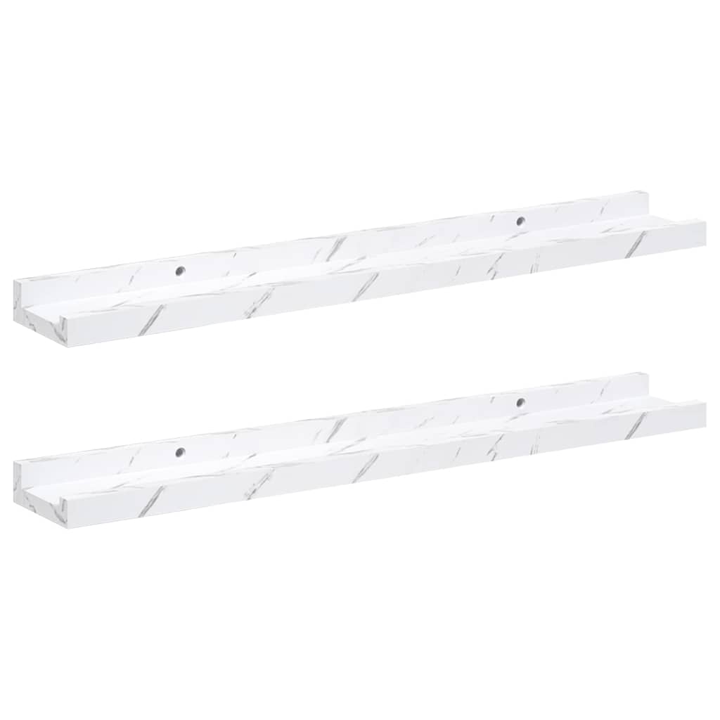 vidaXL Wandregal 2 pcs Weiß Marmor 60 x 9 x 3 cm Holzwerkstoff