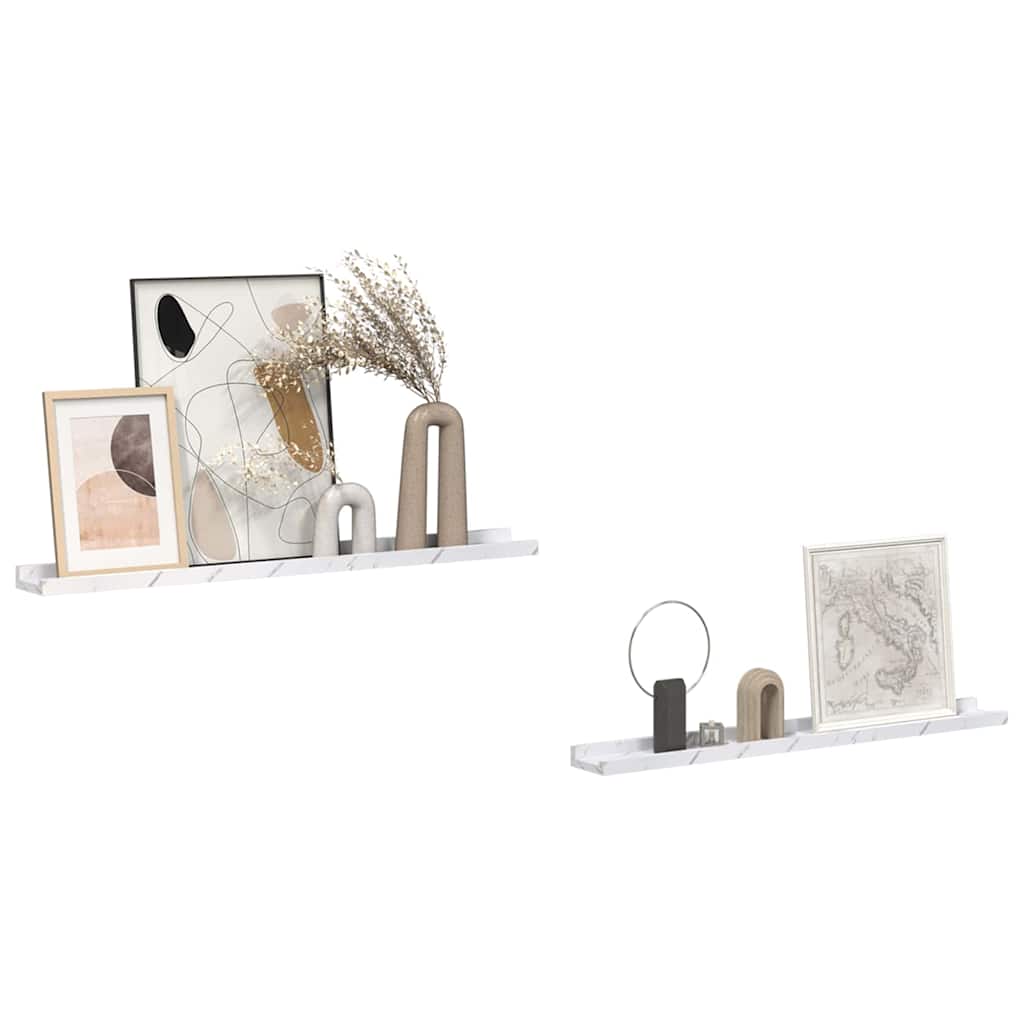 Wandregal 2 pcs Weiß Marmor 80 x 9 x 3 cm Holzwerkstoff