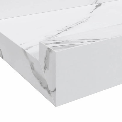 vidaXL Wandregal 2 pcs Weiß Marmor 100 x 9 x 3 cm Holzwerkstoff