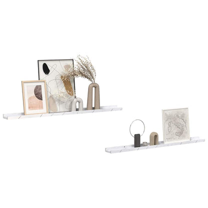 vidaXL Wandregal 2 pcs Weiß Marmor 100 x 9 x 3 cm Holzwerkstoff